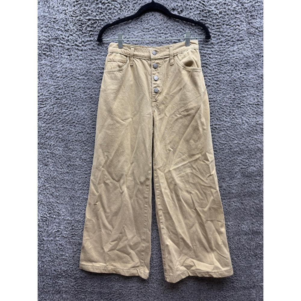 Nobody Denim High Rise Wide-Leg Full Length Carly Jean Cuffed Biscotti Womens 26